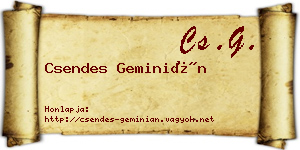 Csendes Geminián névjegykártya